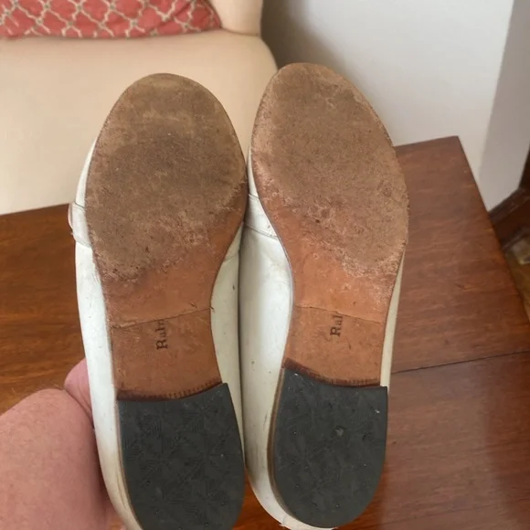 Ralph Lauren Ivory Leather loafers with logo button size 6 1/2 Women’s - Picture 6 of 10